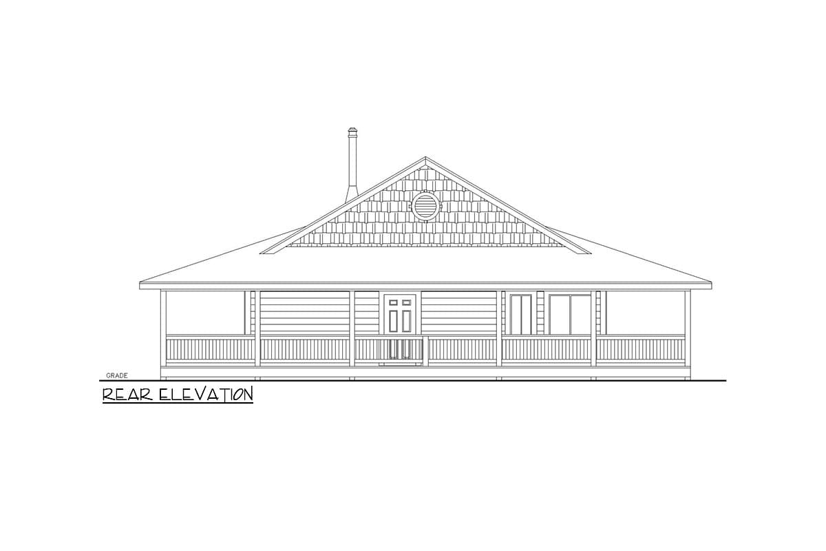 Plan 350056GH: Country House Plan with 8-Foot-Deep Wrap Around Porch - 1394 Sq Ft - Image #4 - Country, Traditional