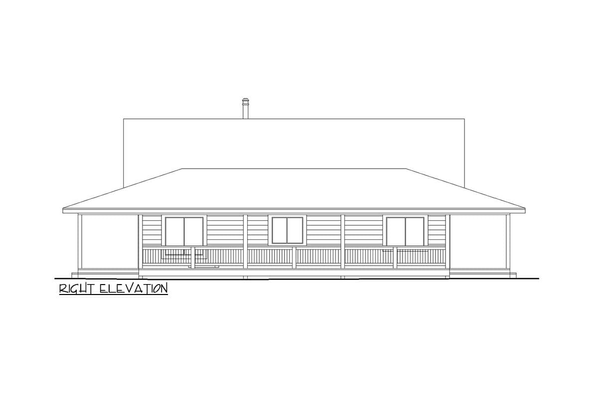 Plan 350056GH: Country House Plan with 8-Foot-Deep Wrap Around Porch - 1394 Sq Ft - Image #5 - Country, Traditional