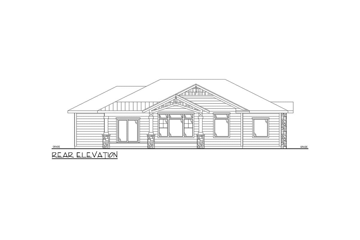 Plan 350060GH: 3 Bed House Plan with 2-Car Front-Facing Garage - 1803 Sq Ft - Image #4 - Craftsman, Traditional