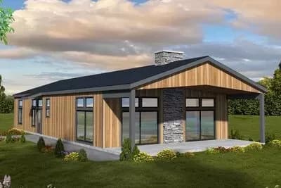 2 Bed Contemporary Mountain Home Plan with Vaulted Covered Patio - 2112 Sq Ft