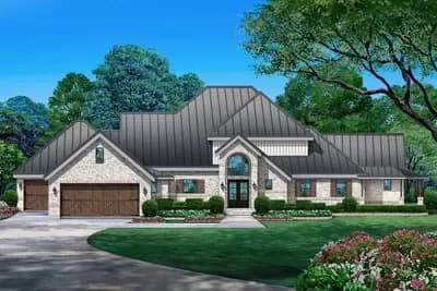 Modern Hill Country House Plan with Upstairs Study - 3706 Sq Ft