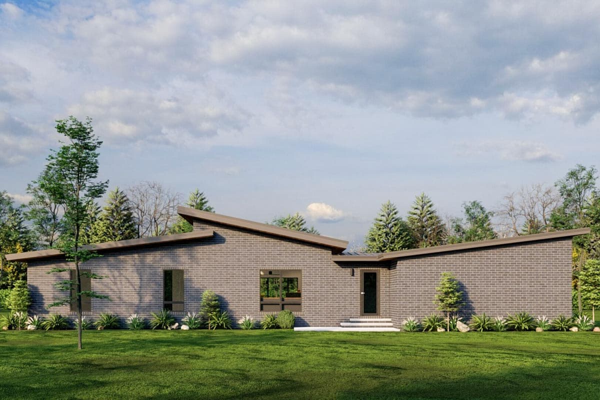 Plan 70874MK: Contemporary House Plan with Sloped Ceilings and 2-Car Garage - 1659 Sq Ft - Image #5 - Contemporary, Mid Century Modern, Modern
