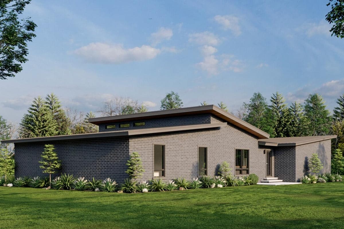 Plan 70874MK: Contemporary House Plan with Sloped Ceilings and 2-Car Garage - 1659 Sq Ft - Image #6 - Contemporary, Mid Century Modern, Modern