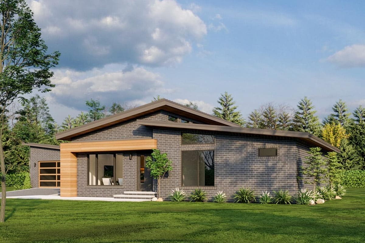 Plan 70874MK: Contemporary House Plan with Sloped Ceilings and 2-Car Garage - 1659 Sq Ft - Image #8 - Contemporary, Mid Century Modern, Modern
