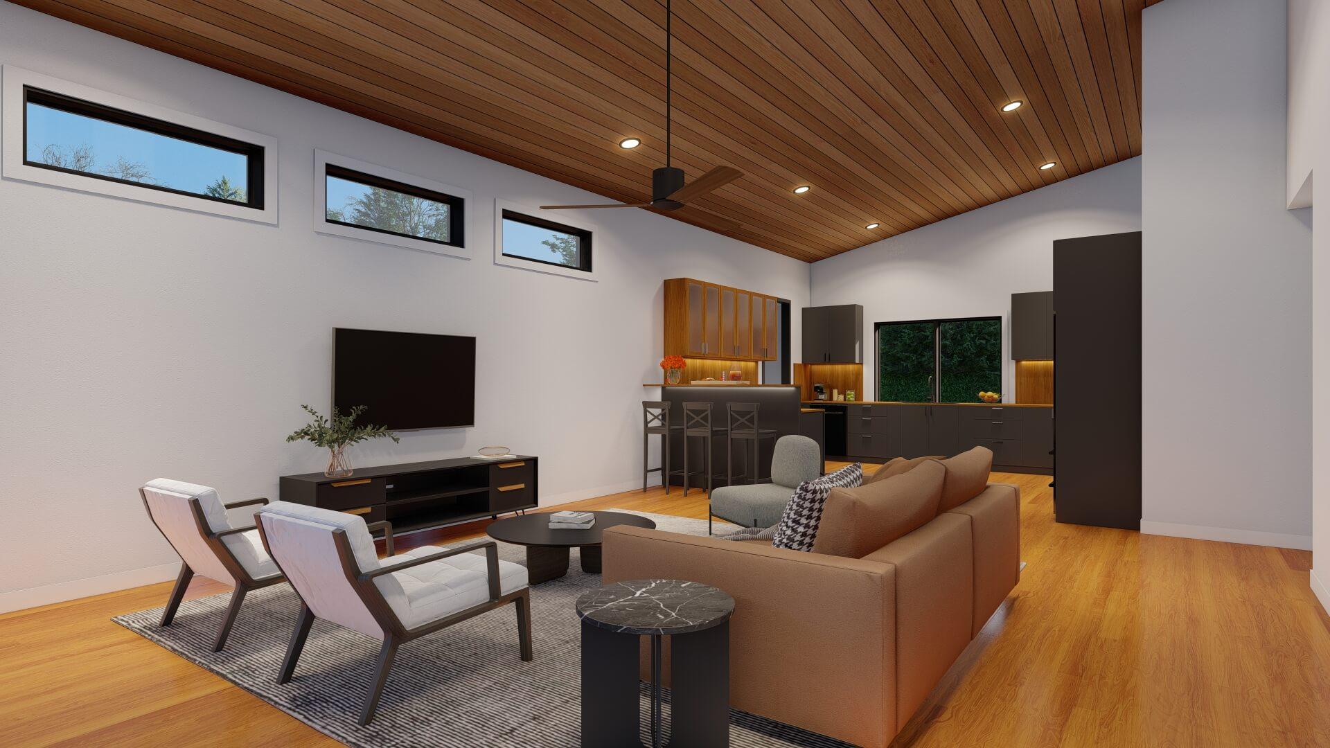 Plan 70874MK: Contemporary House Plan with Sloped Ceilings and 2-Car Garage - 1659 Sq Ft - Image #9 - Contemporary, Mid Century Modern, Modern