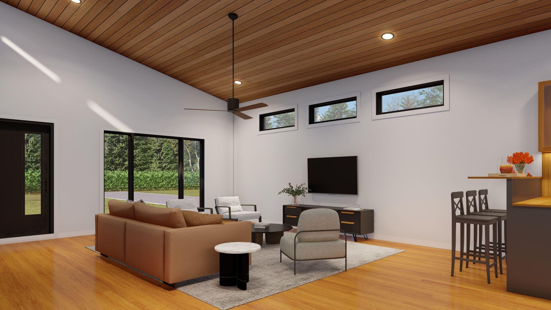 Plan 70874MK: Contemporary House Plan with Sloped Ceilings and 2-Car Garage - 1659 Sq Ft - Image #11 - Contemporary, Mid Century Modern, Modern
