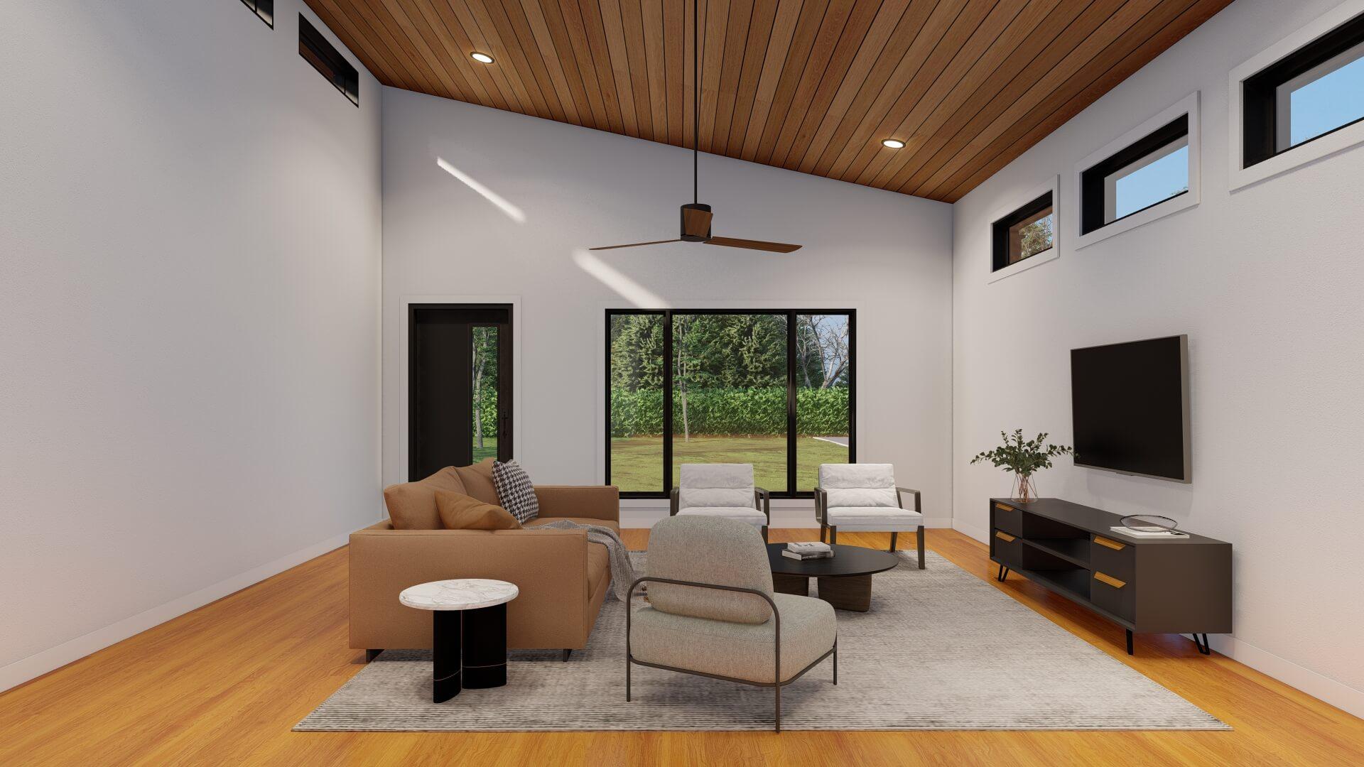 Plan 70874MK: Contemporary House Plan with Sloped Ceilings and 2-Car Garage - 1659 Sq Ft - Image #12 - Contemporary, Mid Century Modern, Modern