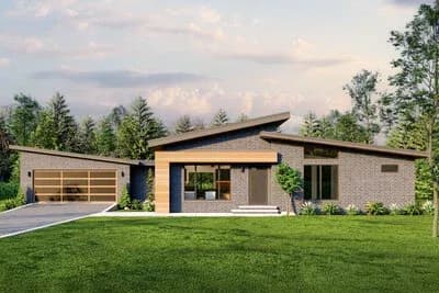 Contemporary House Plan with Sloped Ceilings and 2-Car Garage - 1659 Sq Ft
