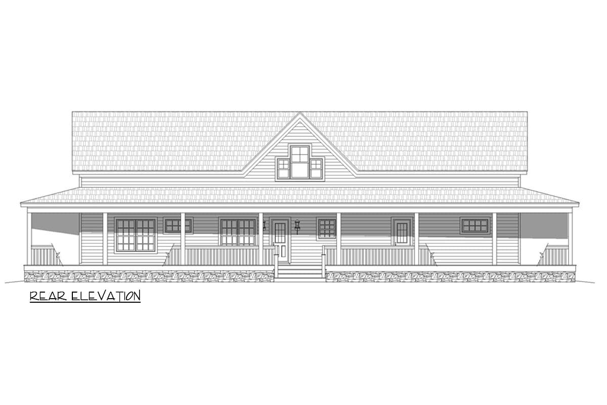Plan 680256VR: Country House Plan with 8-Foot-Deep Wrap Around Porch - 2312 Sq Ft - Image #4 - Country, Traditional