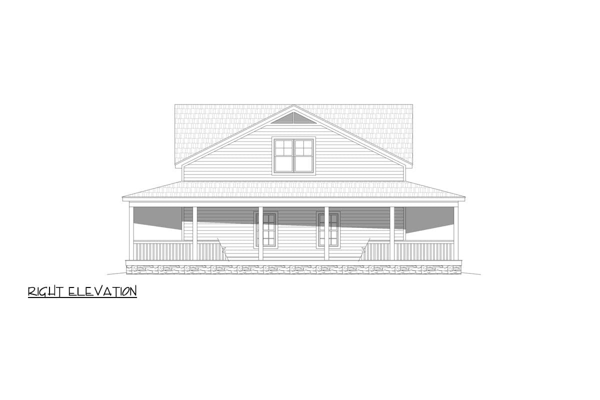 Plan 680256VR: Country House Plan with 8-Foot-Deep Wrap Around Porch - 2312 Sq Ft - Image #5 - Country, Traditional