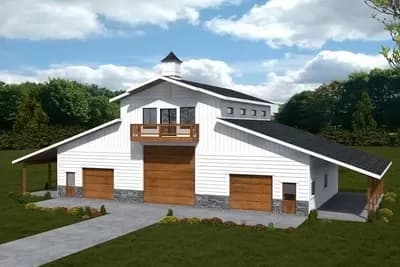 Shop House with Living Space Above Drive-Through RV Bay 