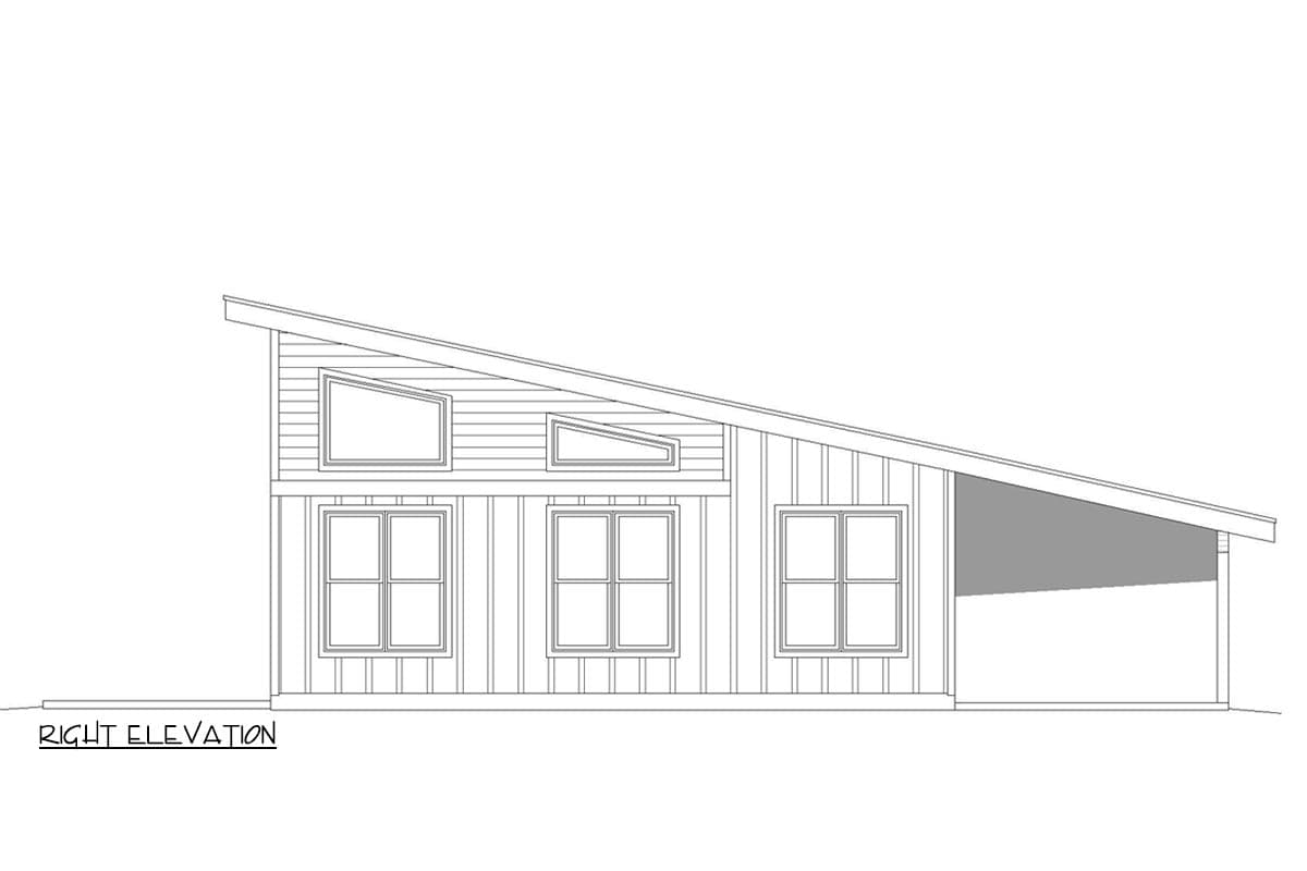 Plan 680257VR: 750 Square Foot Contemporary Home Plan with Great Views - Image #6 - Contemporary, Mid Century Modern, Modern