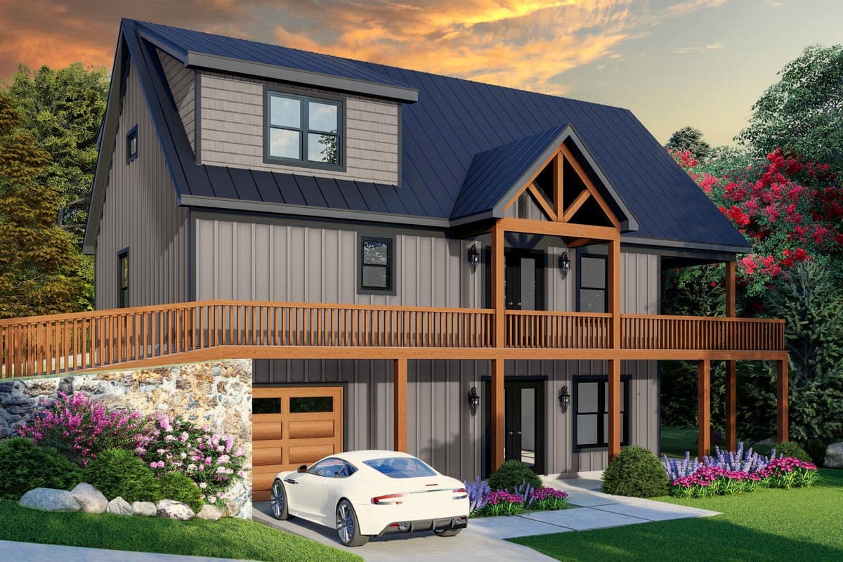 Plan 680258VR: Lake or Mountain House Plan with Outdoor Spaces on 3 Sides - 1952 Sq Ft - Image #4 - Country, Craftsman, Mountain, Northwest
