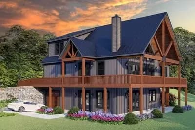 Lake or Mountain House Plan with Outdoor Spaces on 3 Sides - 1952 Sq Ft