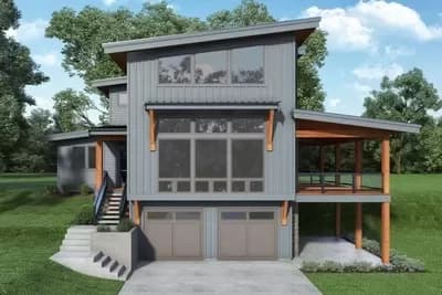 Modern House Plan with Flex Room For An Up-Sloping Lot - 2601 Sq Ft