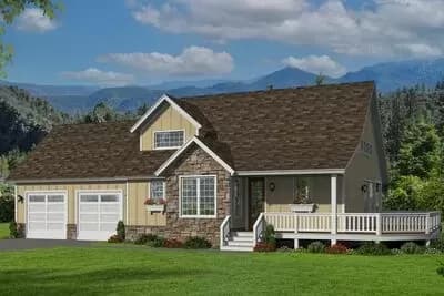 Country House Plan with 2 Master Suites and a Vaulted Great Room - 1854 Sq Ft