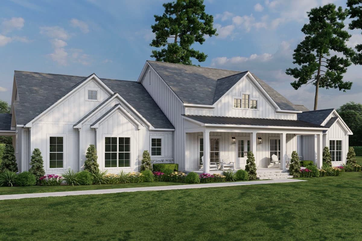 Plan 70876MK: Modern Farmhouse Plan with Breezeway-Attached 2-Car Garage - 2663 Sq Ft - Image #4 - Country, Farmhouse, Modern Farmhouse