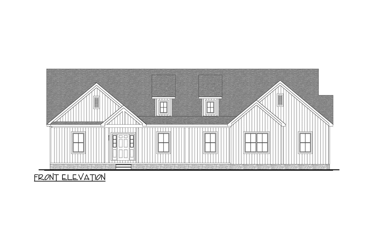 Plan 911031JVD: 3 Bed House Plan with 2-Car Side Garage - 2058 Sq Ft - Image #7 - Country, Craftsman, Modern Farmhouse, New American