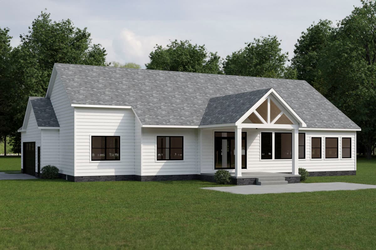 Plan 911031JVD: 3 Bed House Plan with 2-Car Side Garage - 2058 Sq Ft - Image #4 - Country, Craftsman, Modern Farmhouse, New American