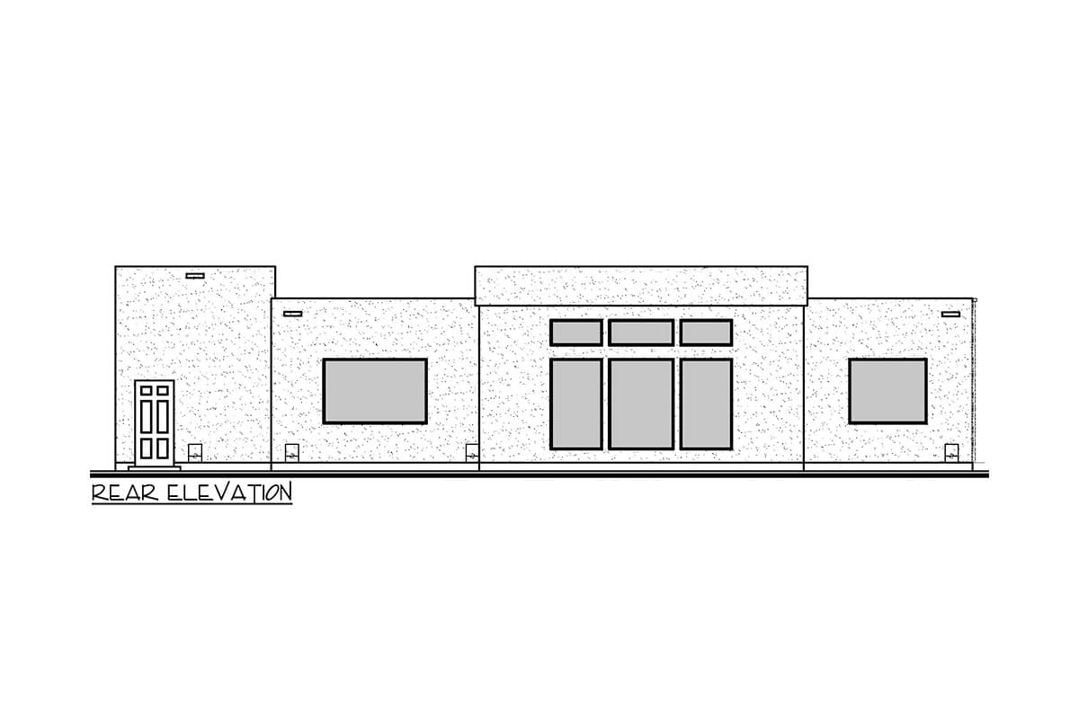 Plan 370040SEN: One-Level Contemporary Southwest House Plan with 3-Car Garage - 2192 Sq Ft - Image #4 - Adobe , Southwest