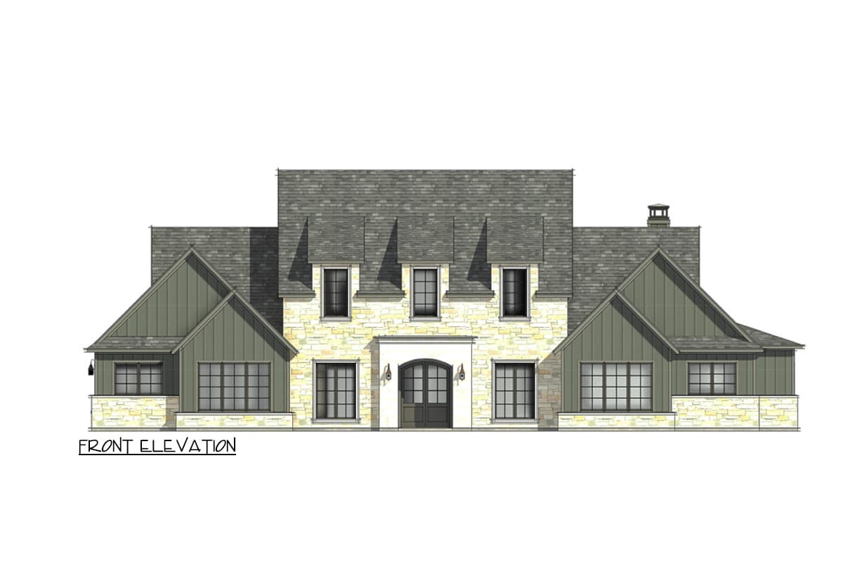 Plan 818119JSS: Transitional House Plan with Stone and Board and Batten Exterior - 4130 Sq Ft - Image #5 - European, Transitional