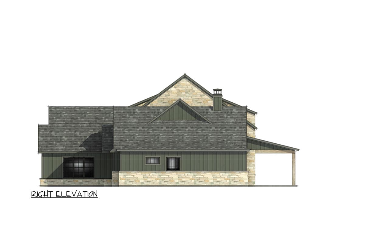 Plan 818119JSS: Transitional House Plan with Stone and Board and Batten Exterior - 4130 Sq Ft - Image #6 - European, Transitional