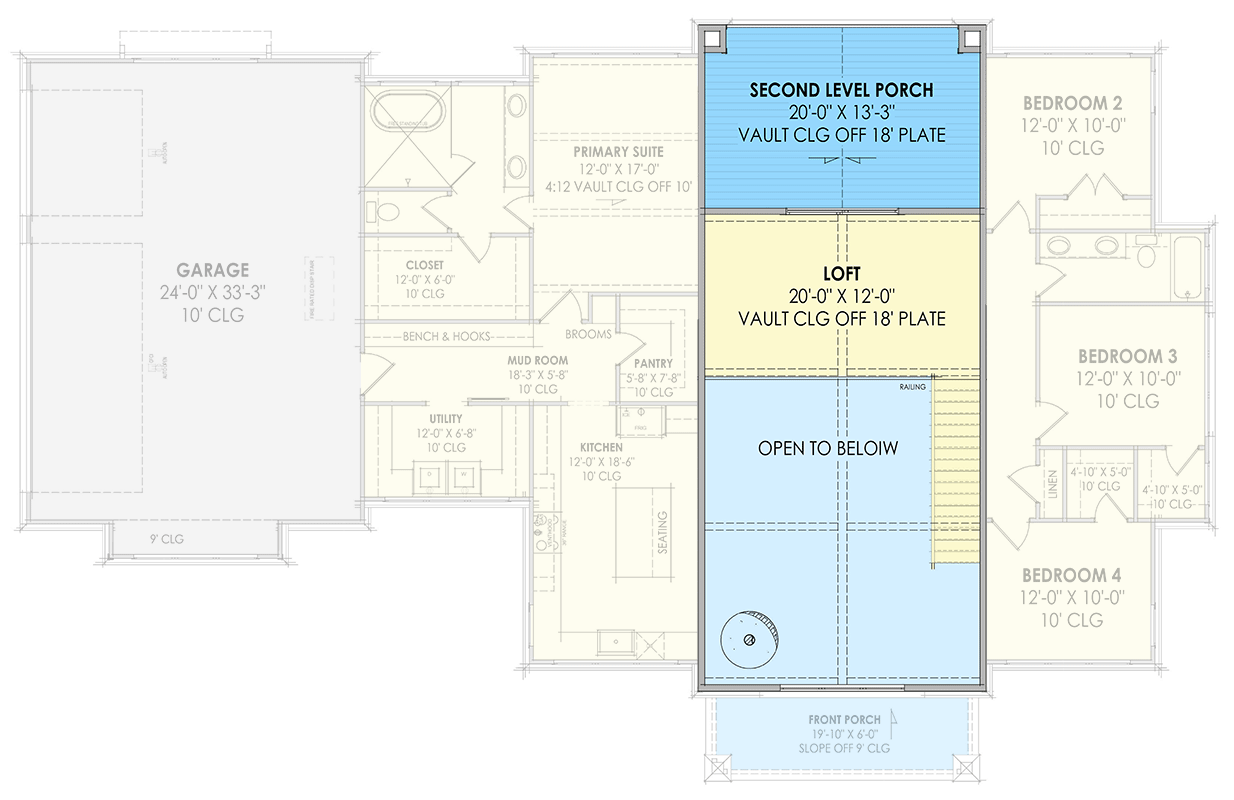 Plan 818120JSS: Transitional House Plan with Vaulted Loft with Porch Access - 2562 Sq Ft - Floor Plan - 2nd Floor - Country, Craftsman, New American, Transitional