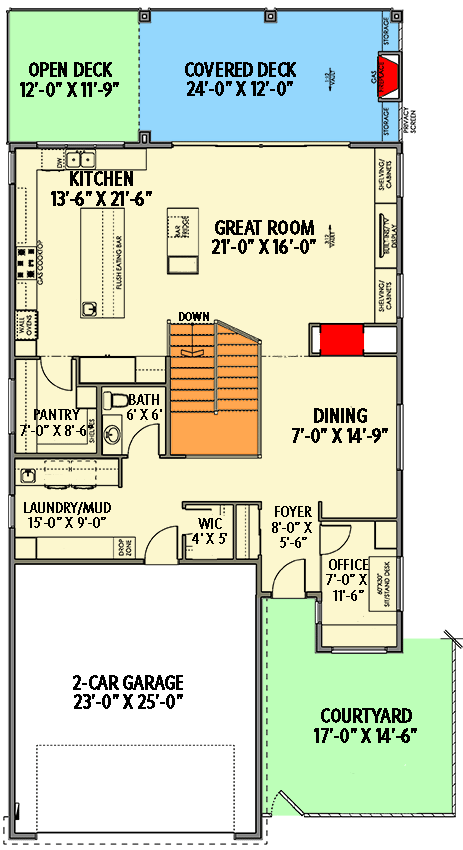 Plan 81827AB: Modern House Plan with Walkout Basement and Storage Under Garage - 2465 Sq Ft - Floor Plan - Main Level - Contemporary, Modern, Northwest