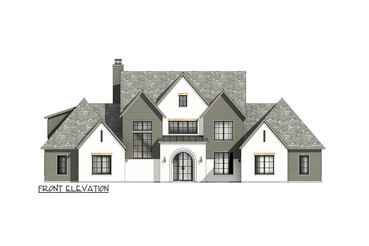 Plan 818121JSS: Transitional House Plan with 4 Beds, a Home Office and 4-Car Garage - 4146 Sq Ft - Image #7 - European, New American, Transitional