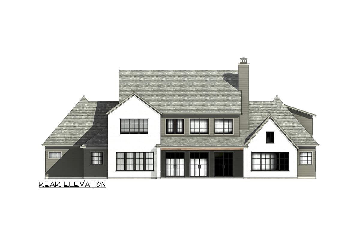 Plan 818121JSS: Transitional House Plan with 4 Beds, a Home Office and 4-Car Garage - 4146 Sq Ft - Image #9 - European, New American, Transitional