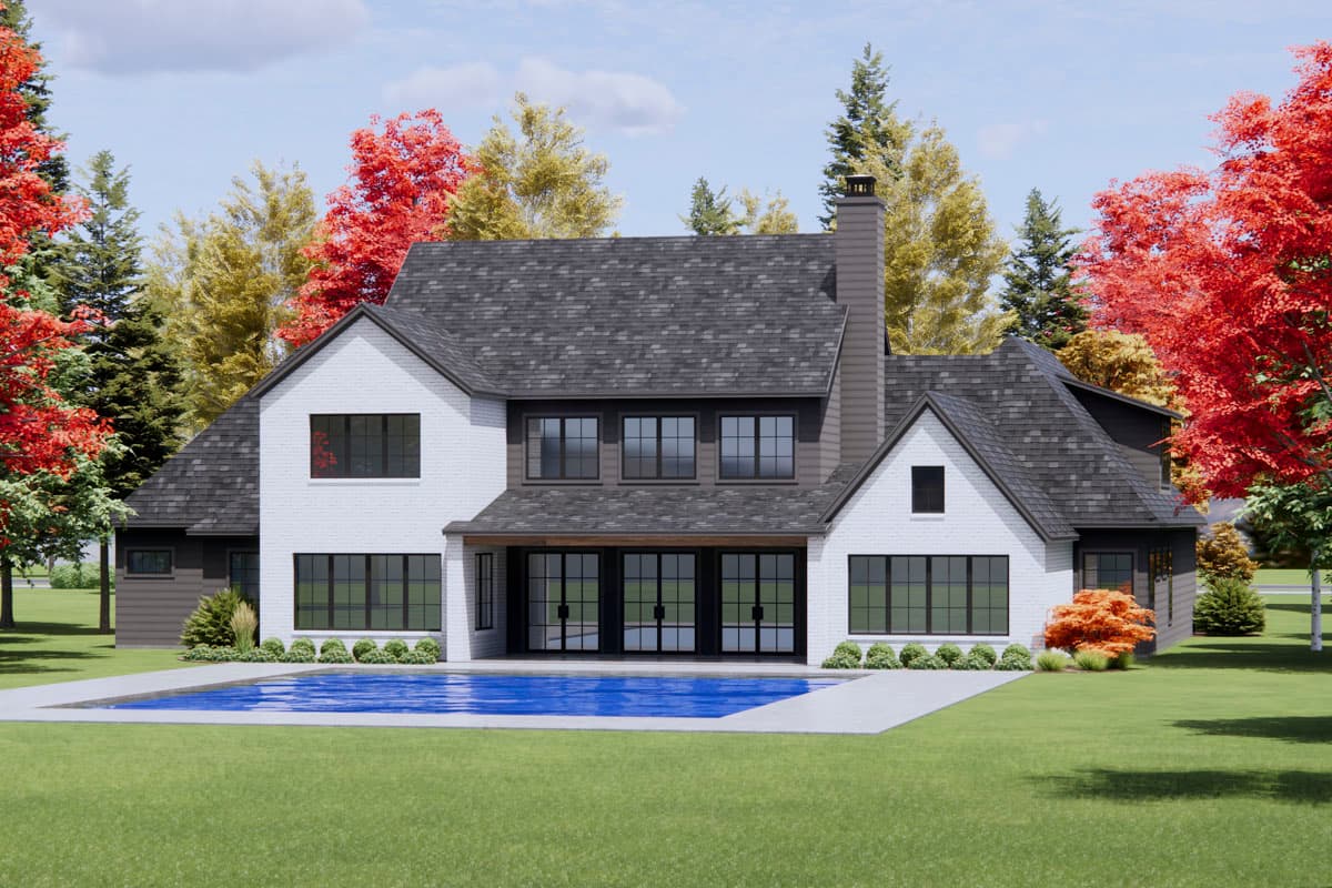 Plan 818121JSS: Transitional House Plan with 4 Beds, a Home Office and 4-Car Garage - 4146 Sq Ft - Image #4 - European, New American, Transitional