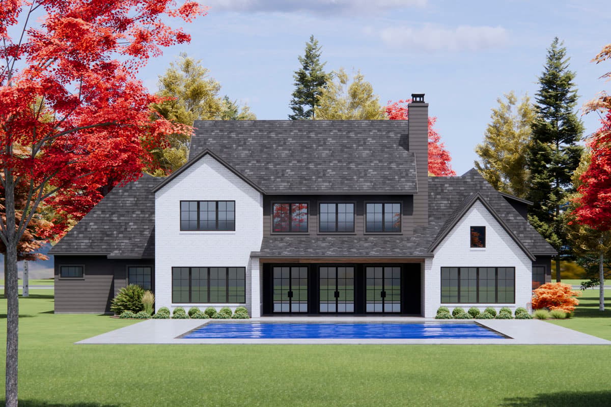 Plan 818121JSS: Transitional House Plan with 4 Beds, a Home Office and 4-Car Garage - 4146 Sq Ft - Image #5 - European, New American, Transitional