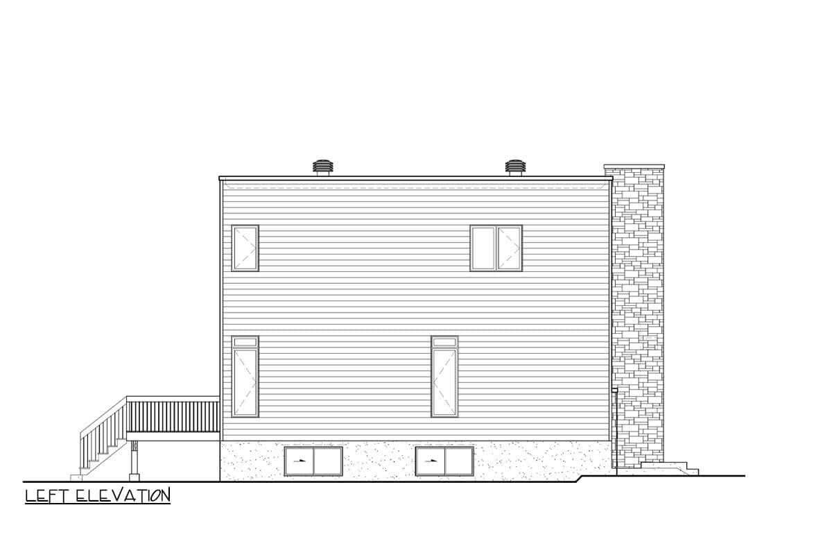 Plan 801157PM: 2-Story Modern House Plan with Upstairs Laundry - 3469 Sq Ft - Image #5 - Contemporary, Mid Century Modern, Modern