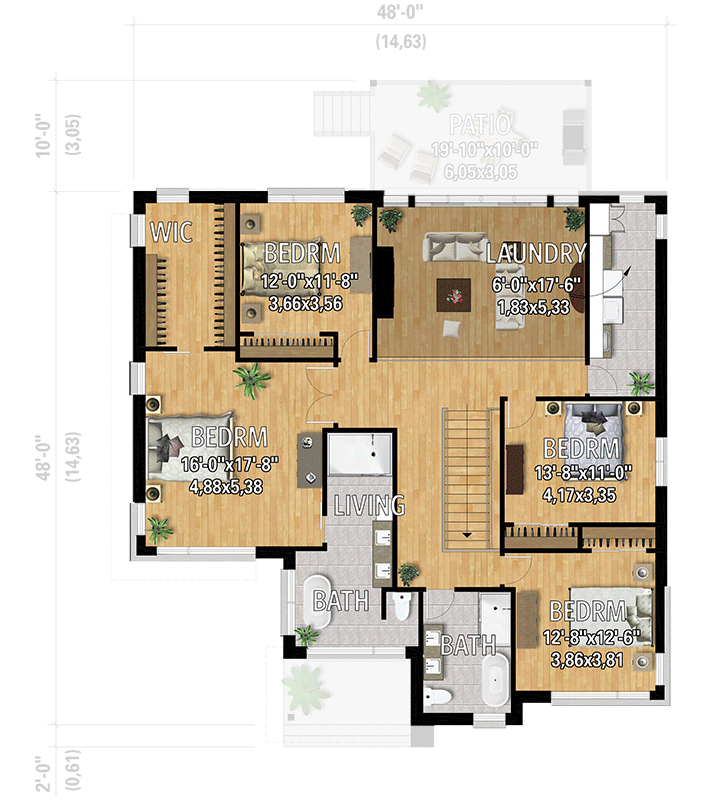 Plan 801159PM: 2-Story Northwest Contemporary House Plan with 3-Car Garage - 3316 Sq Ft - Floor Plan - 2nd Floor - Contemporary, Northwest