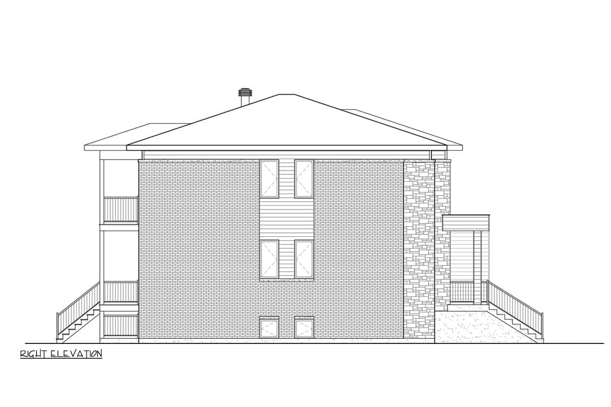 Plan 801160PM: Modern Triplex with 3 Bed 1 Bath Units - 1384 Sq Ft Ea - Image #5 - Contemporary, Northwest