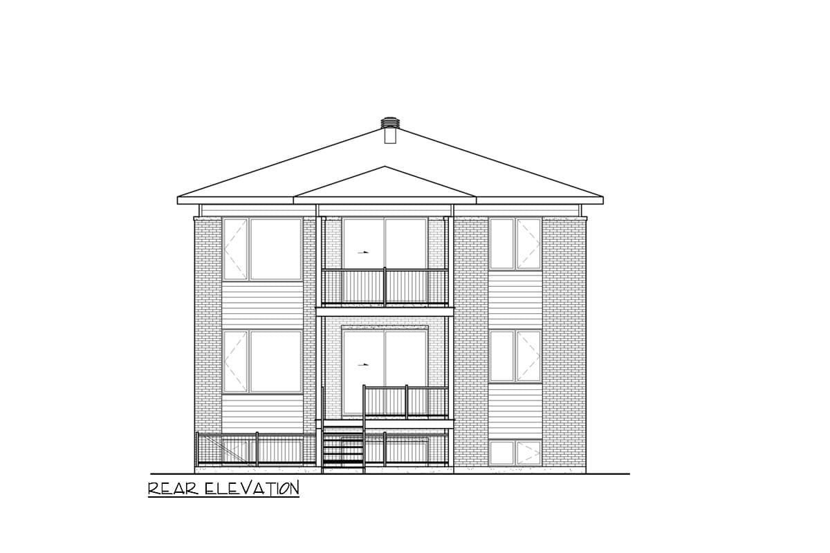 Plan 801160PM: Modern Triplex with 3 Bed 1 Bath Units - 1384 Sq Ft Ea - Image #4 - Contemporary, Northwest