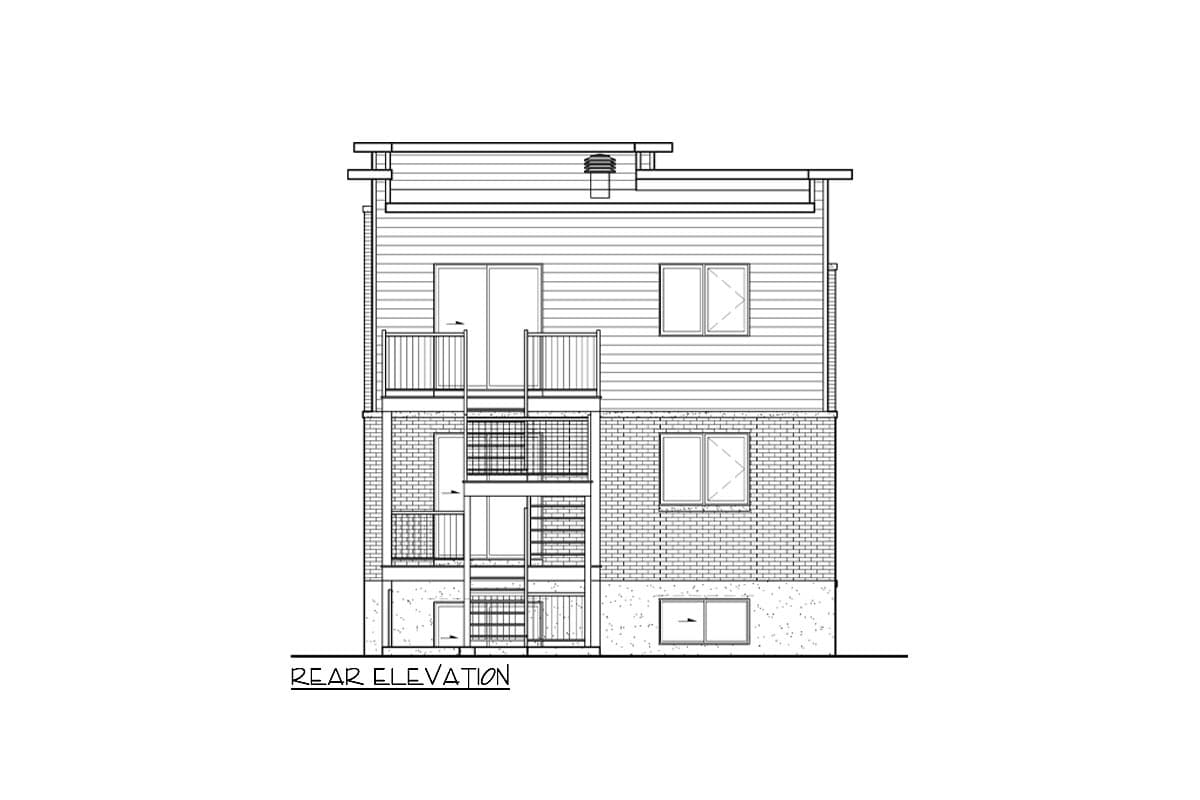Plan 801161PM: Triplex House Plan with 3 Full Floor 2 Bed Units - 969 Sq Ft Ea - Image #4 - Contemporary, Northwest