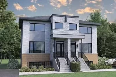 Triplex House Plan with 2 Two-Story Units and 1 Lower Level Unit - 1330 Sq Ft Ea