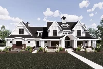 Modern Farmhouse Plan with 5 Beds and 2 Curved Stairs - 5740 Sq Ft