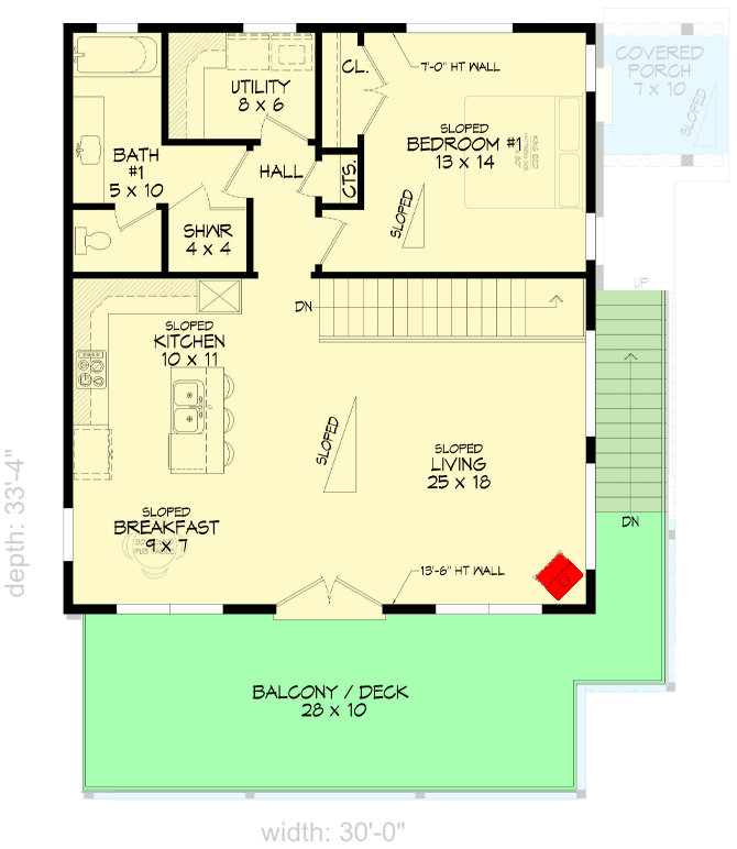 Plan 680266VR: 2000 Square Foot House Plan with Second Floor Balcony and Views - 3 Beds - Floor Plan - 2nd Floor - Contemporary, Modern, Mountain