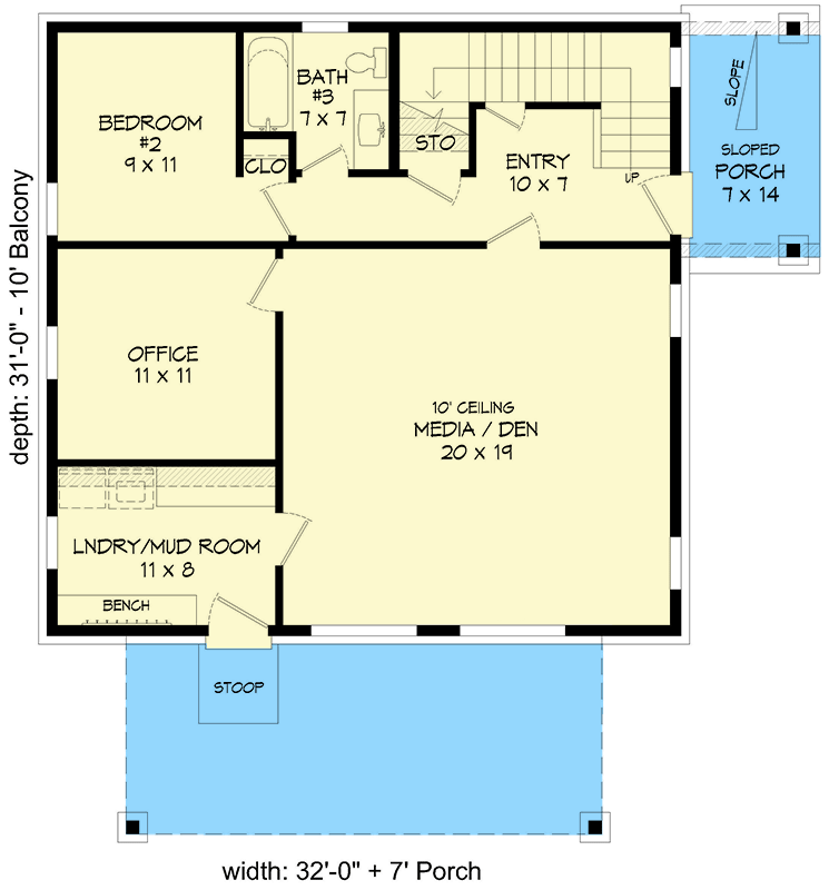 Plan 680267VR: 2 Bed Contemporary House Plan with 200 Square Foot Loft - 2184 Sq Ft - Floor Plan - Main Level - Contemporary, Mountain