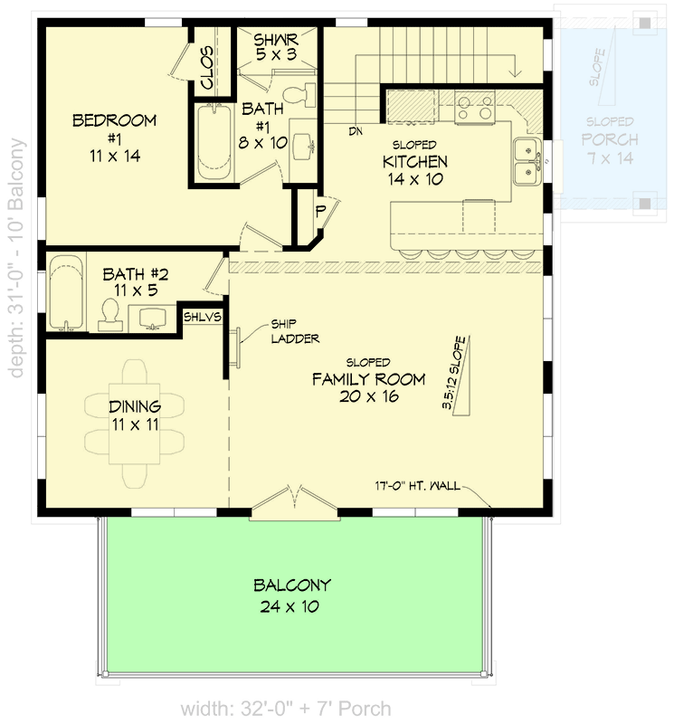 Plan 680267VR: 2 Bed Contemporary House Plan with 200 Square Foot Loft - 2184 Sq Ft - Floor Plan - 2nd Floor - Contemporary, Mountain