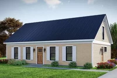 Traditional House Plan with Simple Rectangular Footprint - 1040 Sq Ft