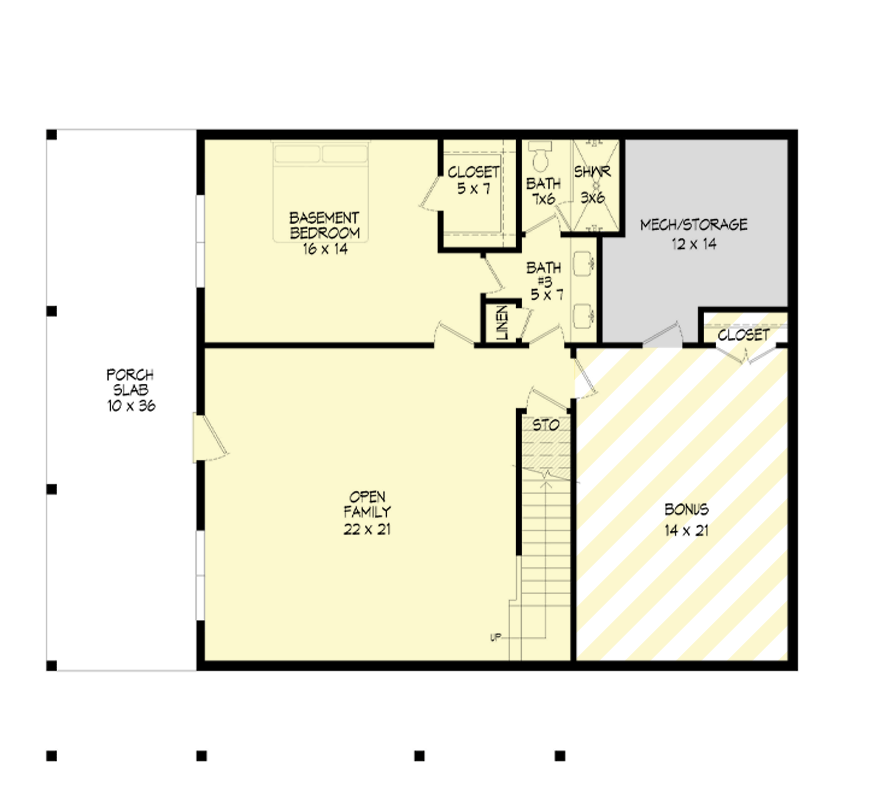 Plan 680272VR: Lake House Plan with Wrap Around Porch and Vaulted Interior - 2043 Sq Ft - Floor Plan - Lower Level - Country, Craftsman, Mountain