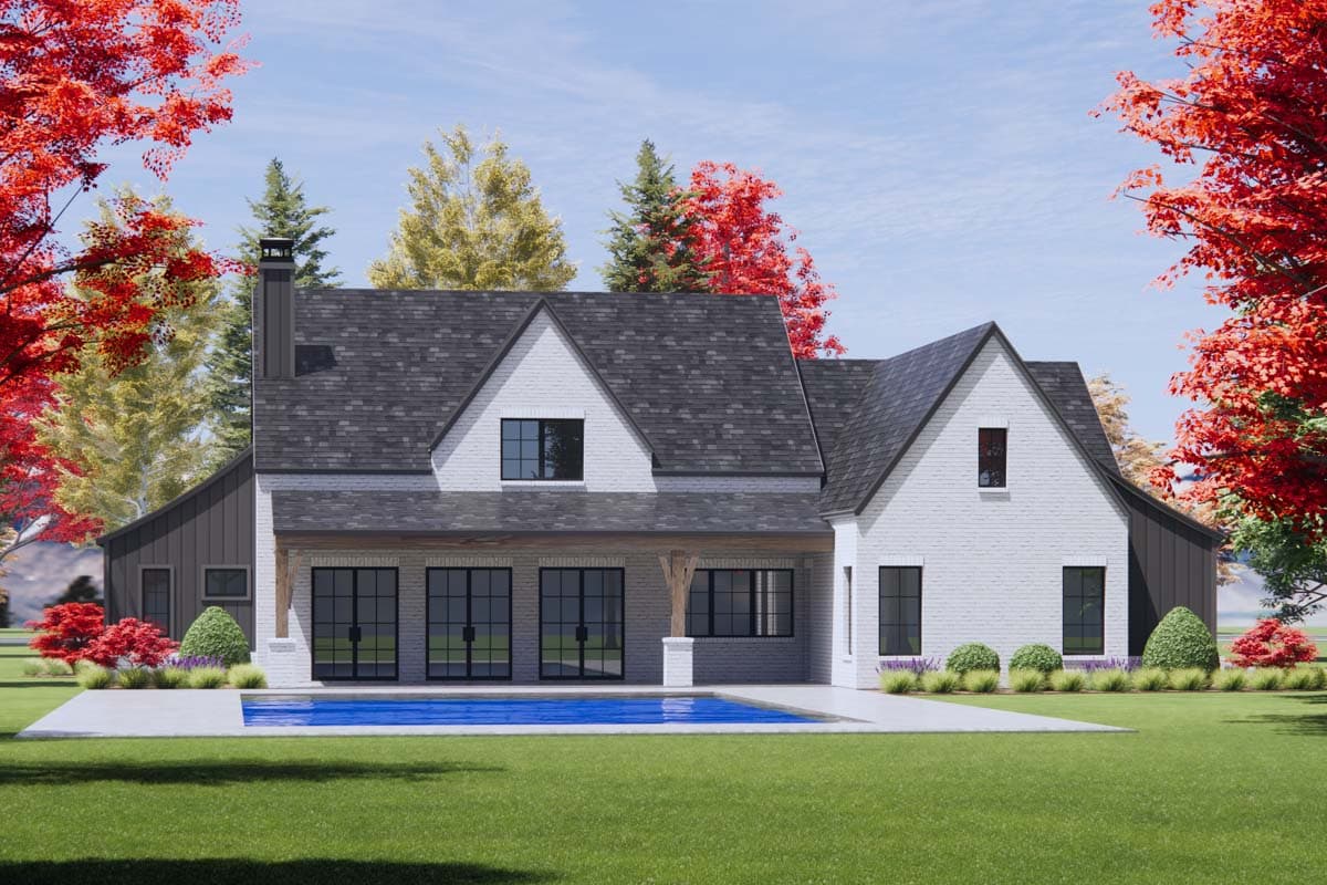 Plan 818122JSS: French Country House Plan with Split Bed Layout and a Flex Room - 3608 Sq Ft - Image #4 - European, French Country, Transitional