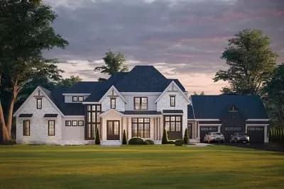 Transitional 2-Story House Plan with 3-Car Garage - 4380 Sq Ft