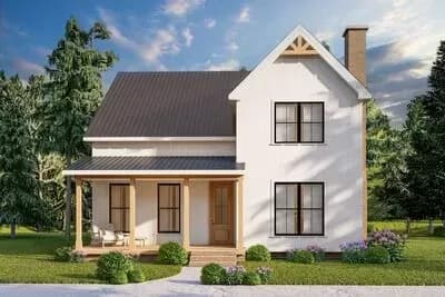 2-Story Country Farmhouse with Loft and 495 Sq Ft of Porch Space - 2186 Sq Ft