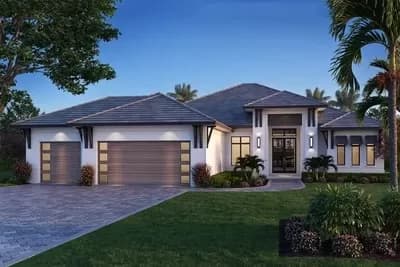 West Indies Style House Plan with Stucco Exterior and Tile Roof - 2544 Sq Ft