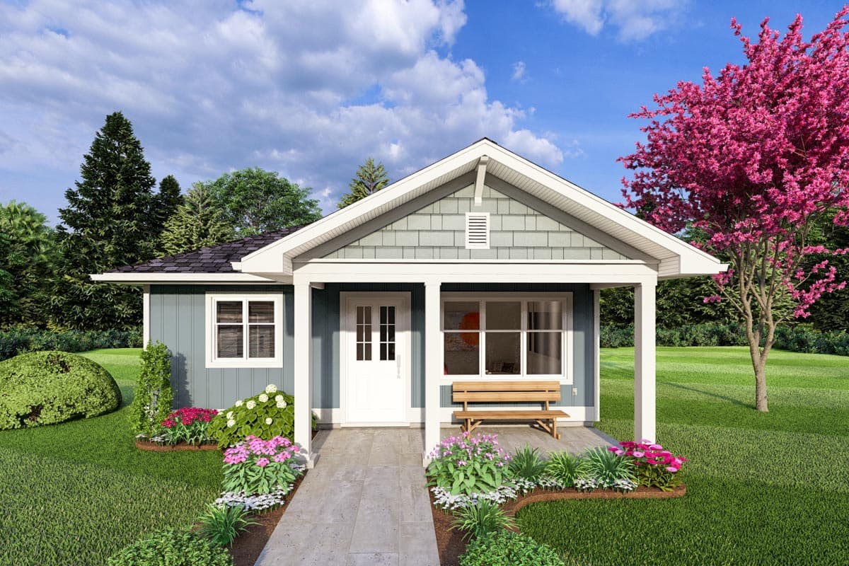 Plan 67820MG: 624 Square Foot ADU with Well-Appointed Kitchen - Architectural Designs - Image #5 - Cabin, Cottage, Craftsman, Ranch, Vacation