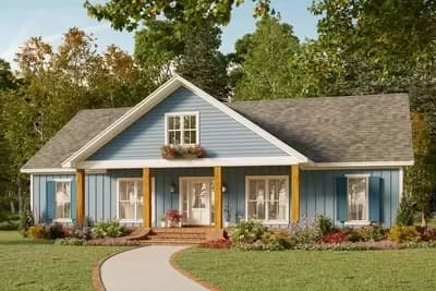 3 Bed House Plan with 8-Foot-Deep Front Porch - 1762 Sq Ft